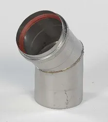 Enkelwandige rookgasbocht, Ubbink Rolux 4G, 45°, Ø80mm, inox, met lipring